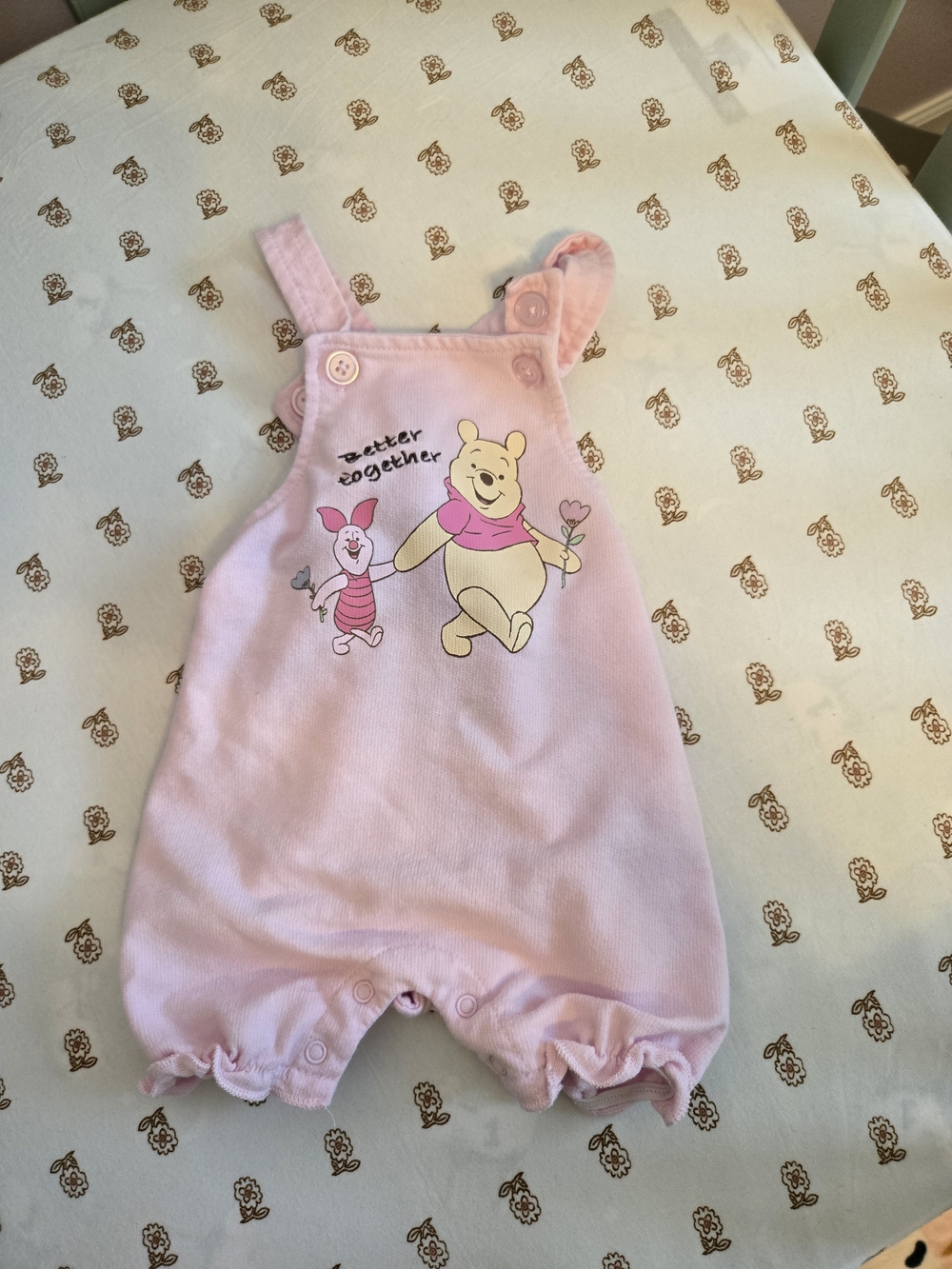 Disney Pink Winnie the Pooh & Piglet Overalls Romper 3-6m